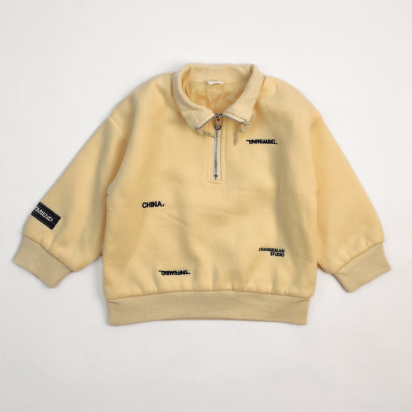 Yellow Quilted Zipper Sweatshirt for Boys 7190