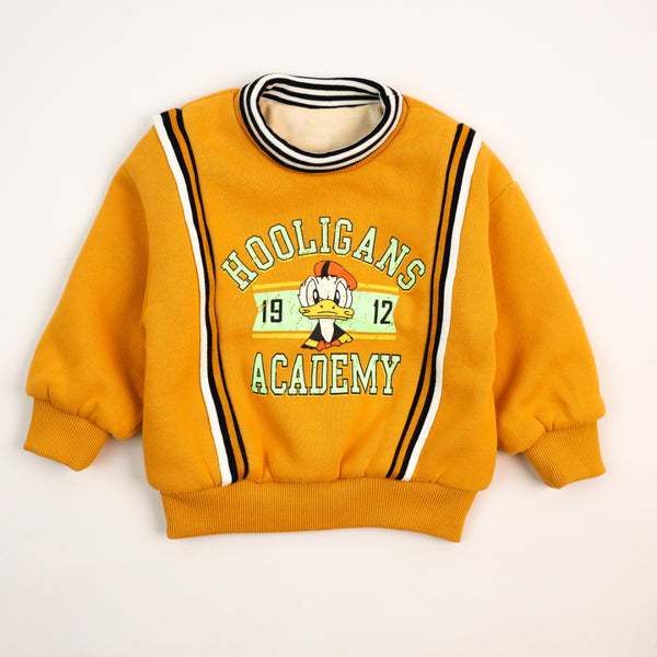 Orange Printed Quilted Sweatshirt for Boys 7191