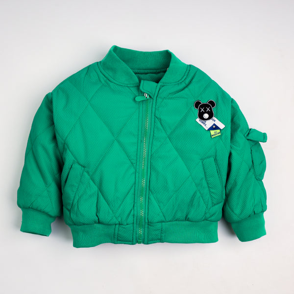 Green Suede Quilted Jacket for Boys 7199