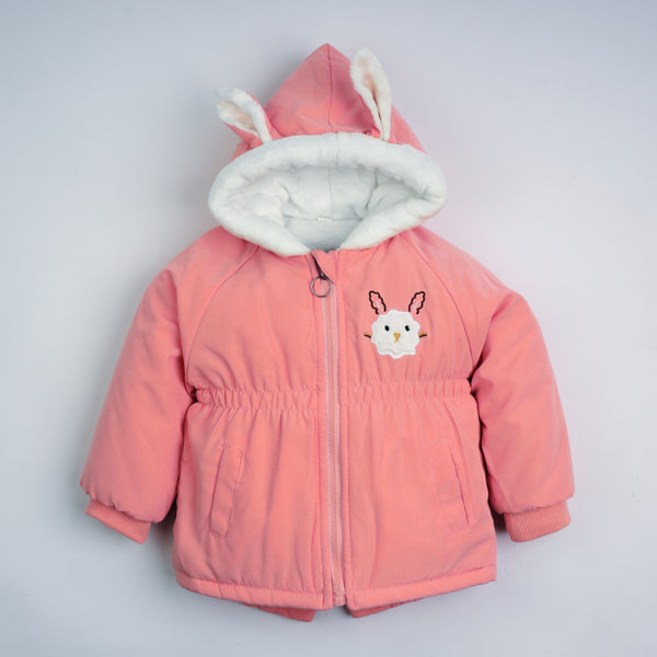 Playful Pink Quilted Jacket with Faux Fur Hood 7231